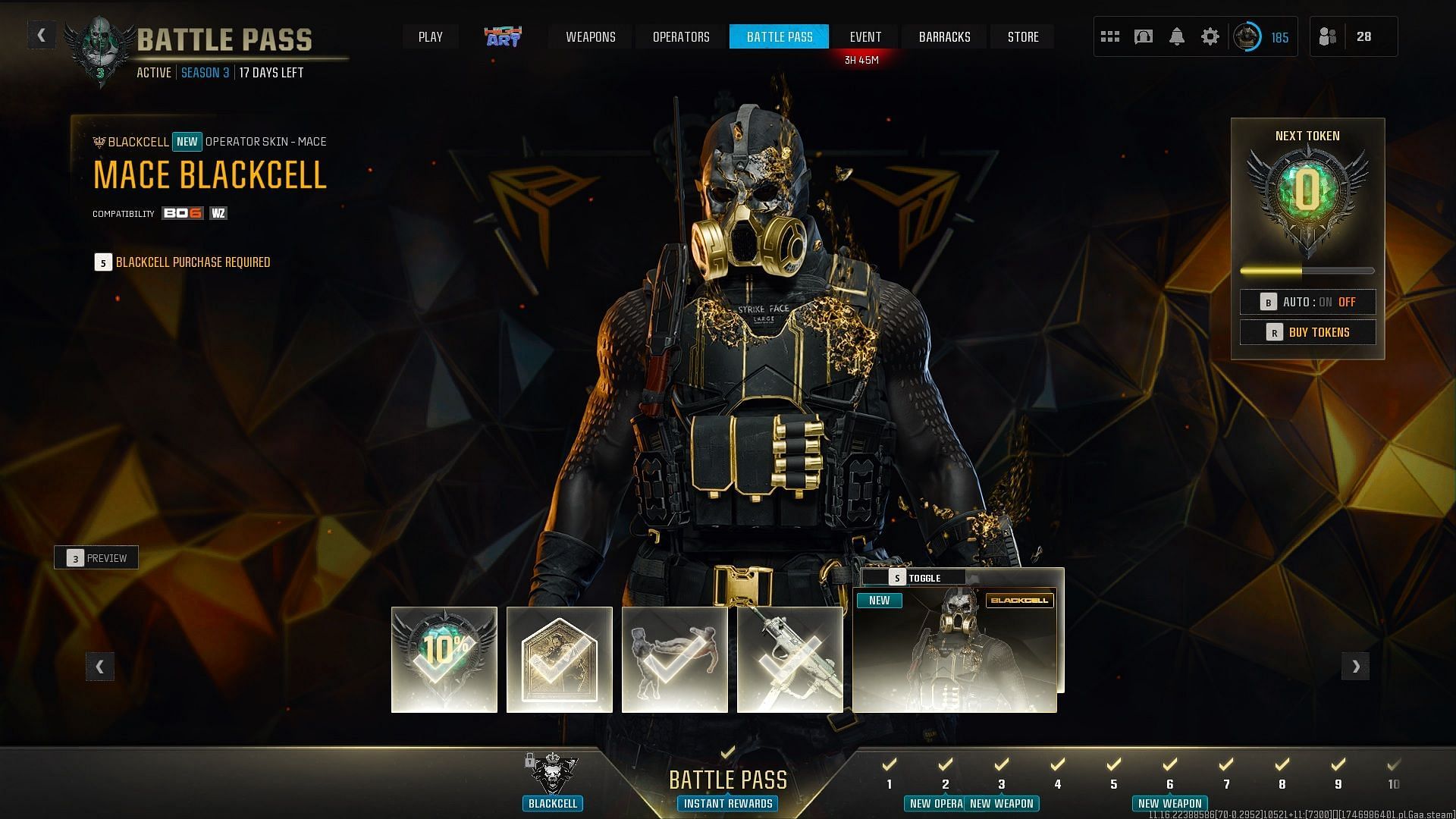 Battle Pass timer showing the start date for Black Ops 6 and Warzone Season 4 (Image via Sportskeeda Gaming || Activision)